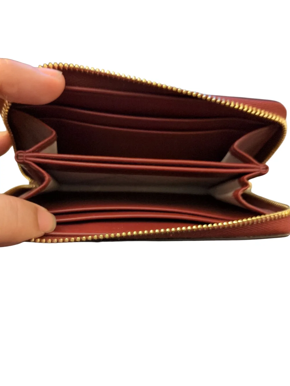 Michael Kors Brown Pebbled Leather Zip Wallet with Gold Logo